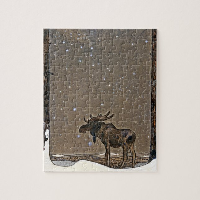 Puzzle Moose in Snow (Vertical)