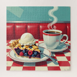 Puzzle Mora y Blueberry Pie, helado y café