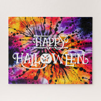 Puzzle Morado y Naranja Feliz Día de Halloween