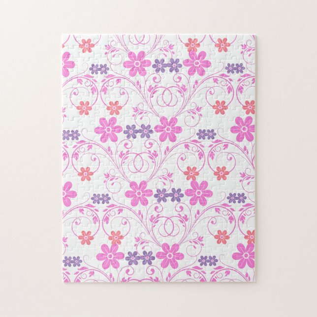 Puzzle Morado y rosa floral moderna (Vertical)