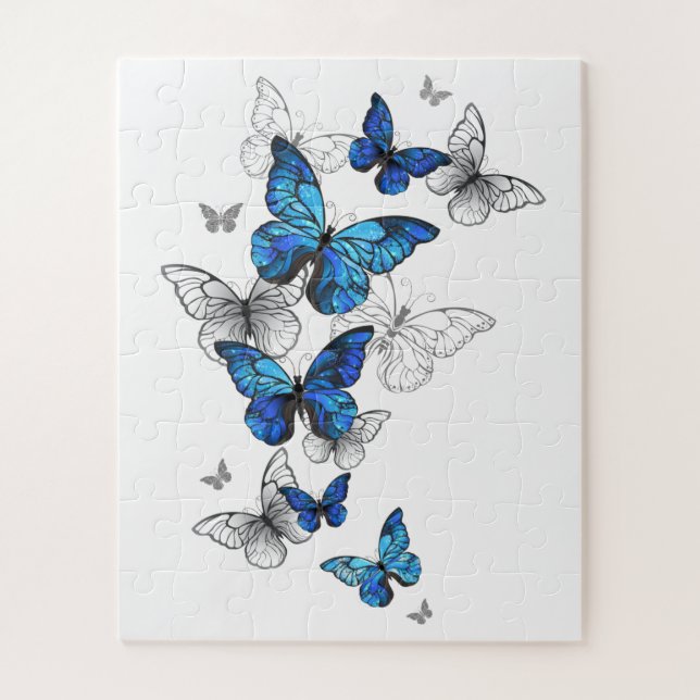 Puzzle Morfo de las mariposas voladoras azules (Vertical)