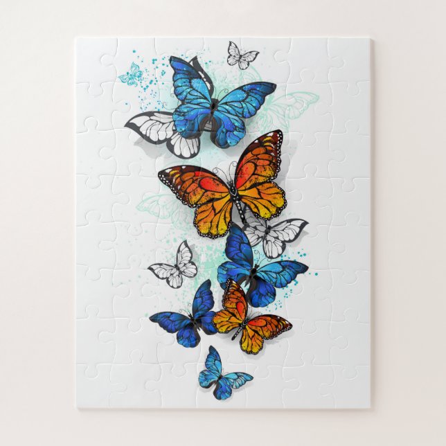 Puzzle Morfo y monarca de las mariposas voladoras (Vertical)