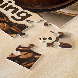 Puzzle Morning, sleepy coffee bean funny relatable jigsaw