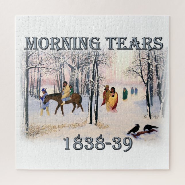 Puzzle Morning Tears retrata el Camino Cherokee de 1838-3 (Vertical)