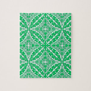 Puzzle Moroccan tiles - jade green and white