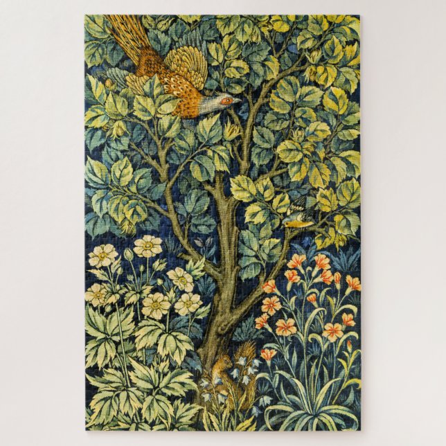 Puzzle Morris Vintage Pheasant Squirrel & Flower Pattern (Vertical)