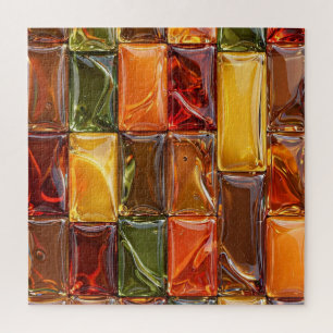 Puzzle Mosaico de Azulejos de Vidrio de Otoño Cálido - Ám