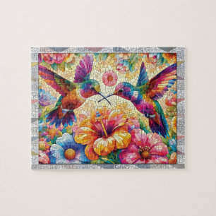 Puzzle Mosaico de colibrí, Flores, Baldosas, Aves, Regalo