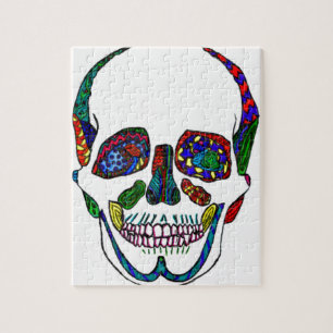 Puzzle Mosaico de cráneo de azúcar dibujado a mano