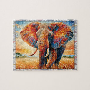 Puzzle Mosaico de elefante, Animales salvajes, Baldosas,