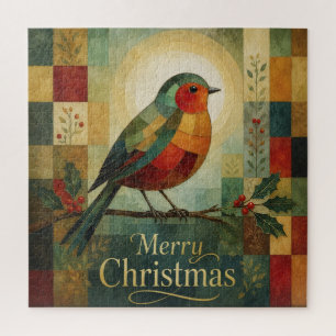 Puzzle Mosaico de Navidad Robin Pájaro Acebo Baya 