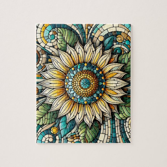 Puzzle Mosaico de vidrio tintado de girasol (Vertical)