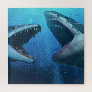 Puzzle Mosasauro versus megalodon
