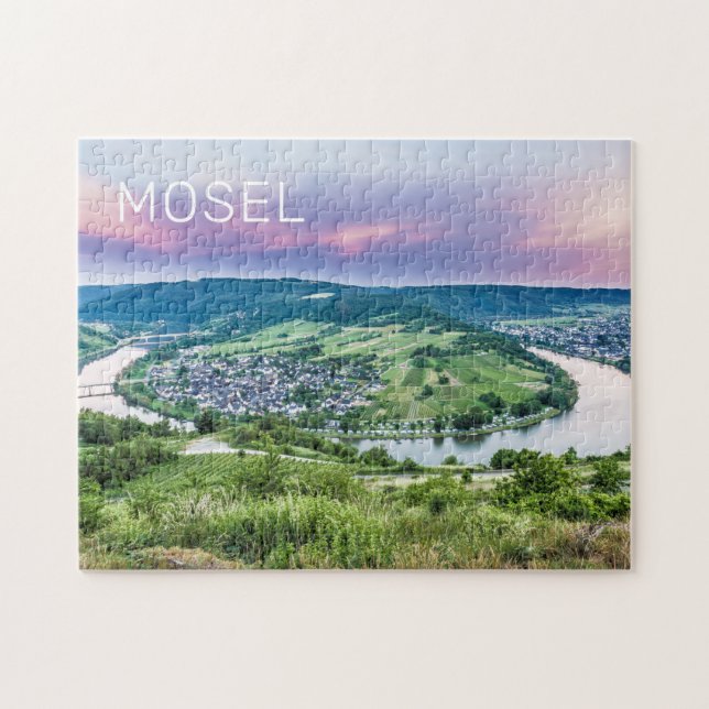 Puzzle Moselle Loop Sunset Kroev Panorama Alemania (Horizontal)