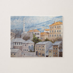 Puzzle Mostar, Bosnia - Pintura en el paisaje de los pueb