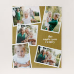 Puzzle Mostaza moderna para el hogar de la familia multif<br><div class="desc">Moderna y elegante foto de regalo de casa familiar,  aniversario ideal,  cumpleaños,  Día de la Madre,  día del padre,  nueva casa o regalo de Navidades. Se puede cambiar el color de la mostaza.</div>