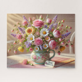 Puzzle Mother's Day Bouquet Gift Pastel Floral Vase