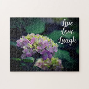 Puzzle Motivación de la flor de hidrangea rosa y blanca