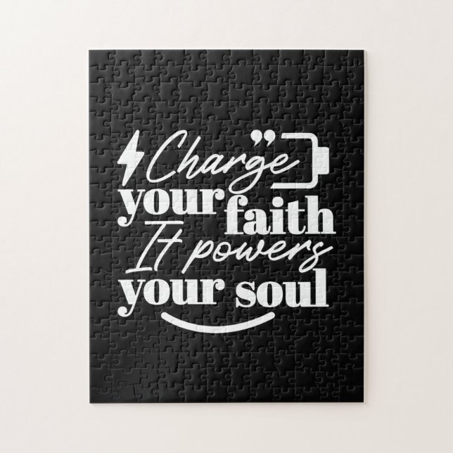 Puzzle Motivational Christian Quote – Charge Your Faith (Vertical)
