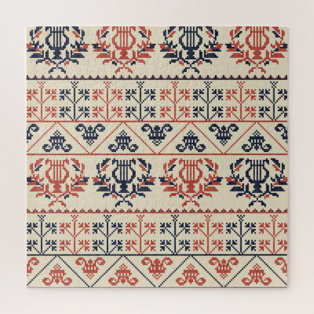 Puzzle Motivo de bordado palestino, patrón ininterrumpido (Vertical)