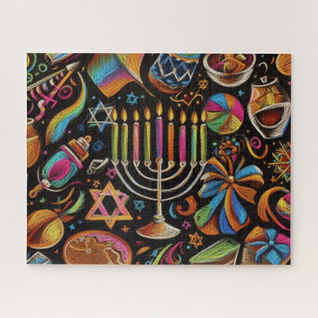 Puzzle Motivos Coloridos Hanukkah Menorah (Horizontal)