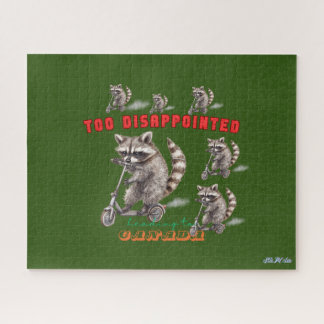 Puzzle moto de raccoon verde divertido