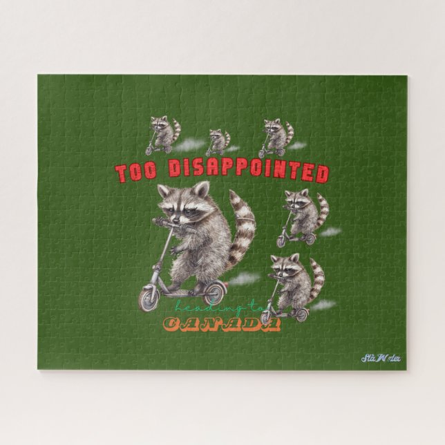 Puzzle moto de raccoon verde divertido (Horizontal)