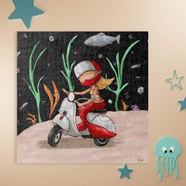 Puzzle Motocicleta Cute Mermaid Riding