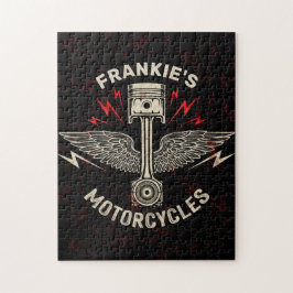 Puzzle Motocicleta de alas de pistón de nombre personaliz