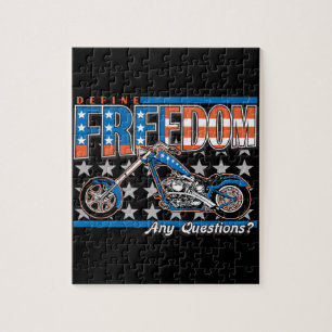 Puzzle Motocicleta de la pintura de la bandera americana
