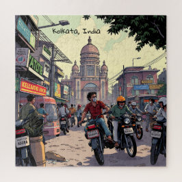 Puzzle Motocicletas en el centro de Kolkata, India