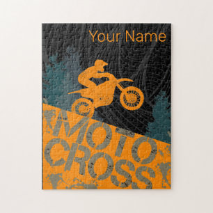 Puzzle Motocross Biker Vintage Motorcicleta y motocicleta