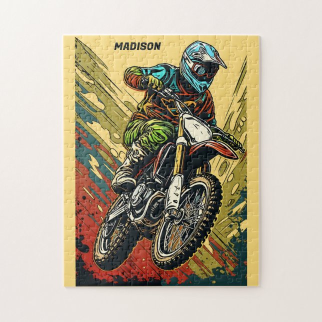 Puzzle Motocross de nombre personalizado (Vertical)