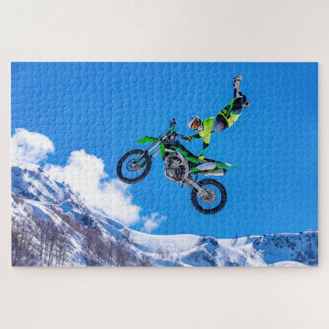 Puzzle Motocross Dirt Bike Jump Mountains Extreme Sports (Horizontal)