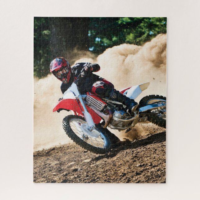Puzzle Motocross rider throw pillow (Vertical)