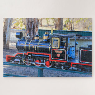 Puzzle Motor de tren de vapor negro en miniatura