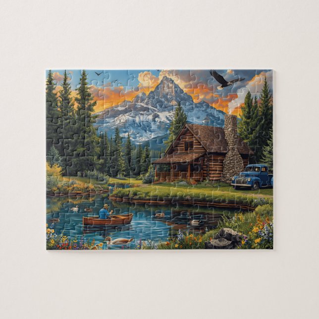 Puzzle Mountain Cabin Morning Calm (Horizontal)