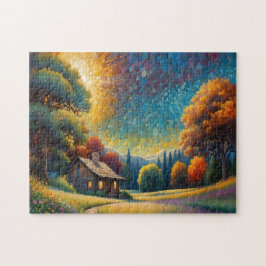 Puzzle Mountain Forest Cabin Art