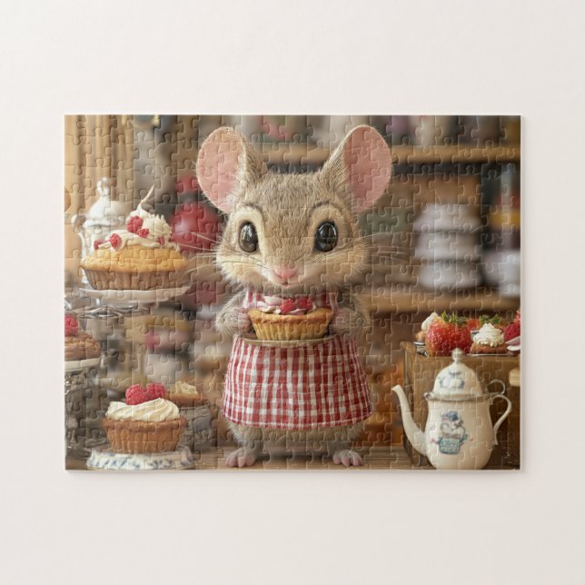 Puzzle Mouse Bakery Chef Tiny Tail Whimsical Kitchen (Horizontal)