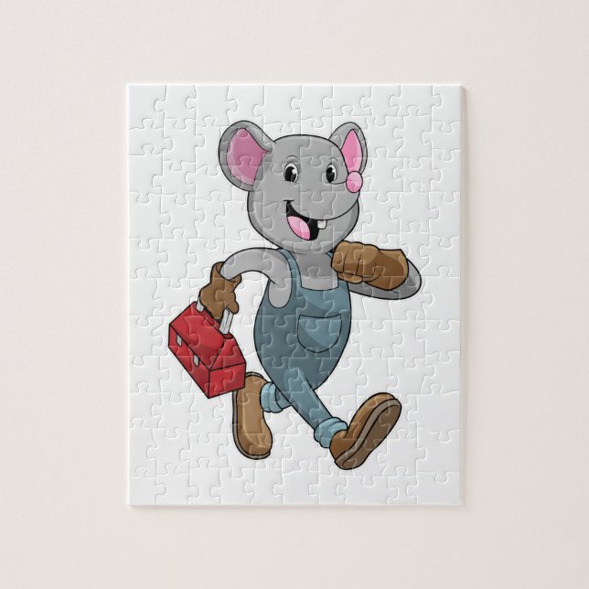 Puzzle Mouse como Handyman con Cuadro de herramientas (Vertical)