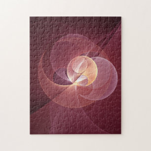 Puzzle Movement Abstract Modern Wine Red Pink Fractal Art