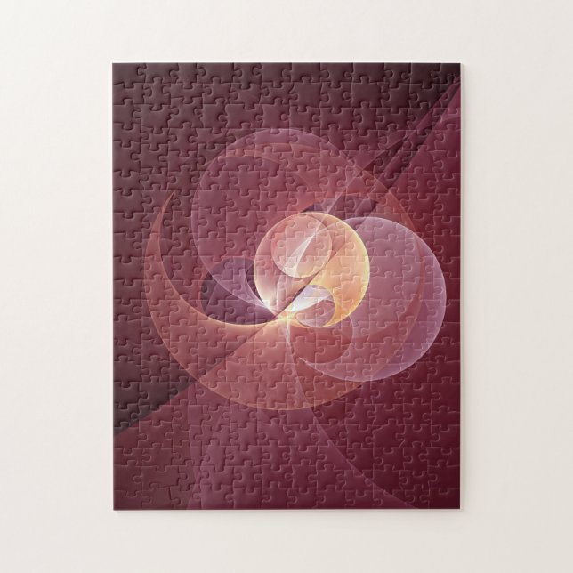 Puzzle Movement Abstract Modern Wine Red Pink Fractal Art (Vertical)