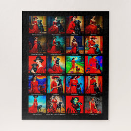 Puzzle Movimientos de arte de perros negros con vestiment