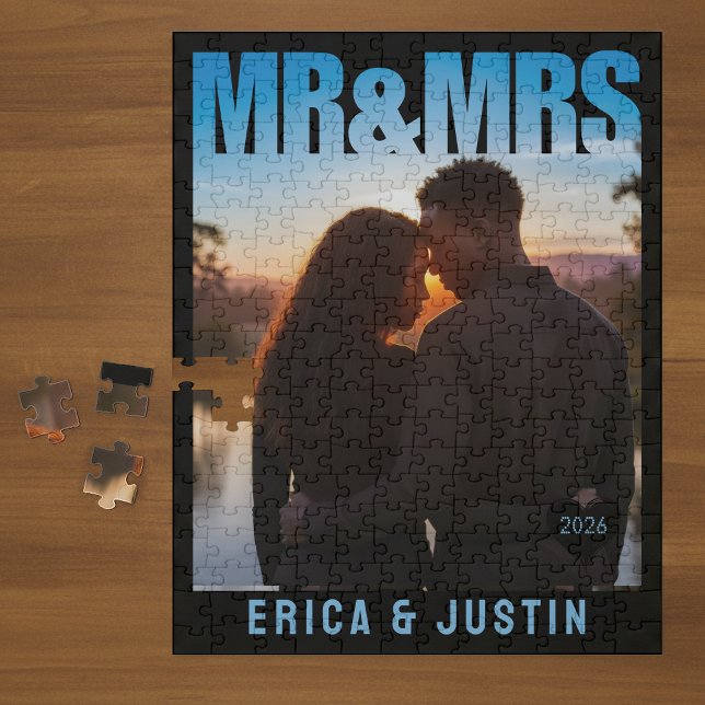 Puzzle Mr & Mrs Bloqueo de Foto Corazón Aniversario Nombr (Mr & Mrs Photo Block Heart Anniversary Name Jigsaw Puzzle
)