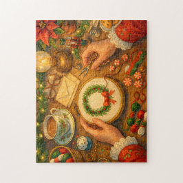 Puzzle Mrs. Claus Christmas Craft Holiday Sewing Scene