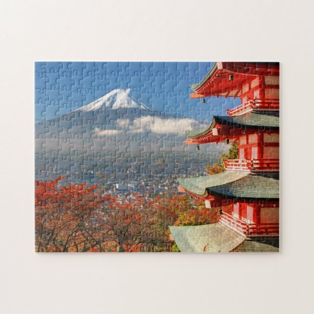 Puzzle Mt. Fuji visto desde detrás de la Pagoda Chureito (Horizontal)