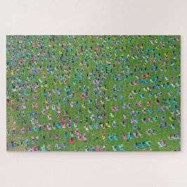 Puzzle Mucha gente haciendo yoga desde arriba
