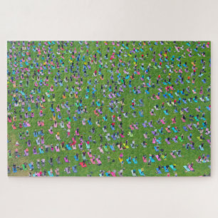 Puzzle Mucha gente haciendo yoga desde arriba