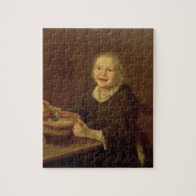 Puzzle Muchacho que come las gachas de avena (aceite en (Vertical)