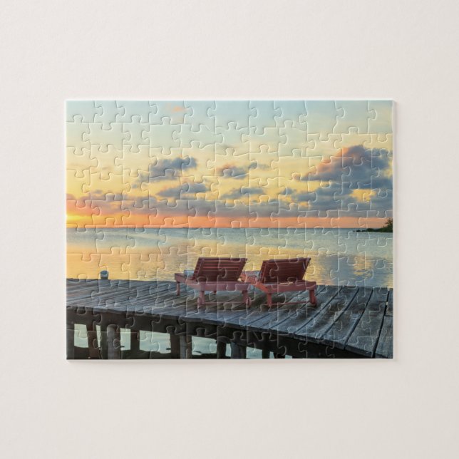 Puzzle Muelle con vista al océano, Belice (Horizontal)